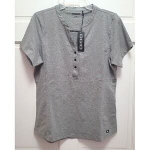 Ogio Women's Tread Henley Short Sleeve Shirt #LOG136 - Grey Heather - Large